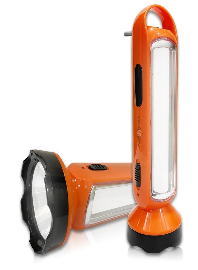 Pick Ur Needs Pick Ur Need Torch Light 2 in 1 Emergency Rechargeable 5W +18 Bright SMD (2 in 1) (Orange) - Image 1